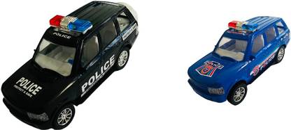 sky toys Police Car Interceptor Toy, Real Alloy Wheels (Pack of Two - Black & Blue)