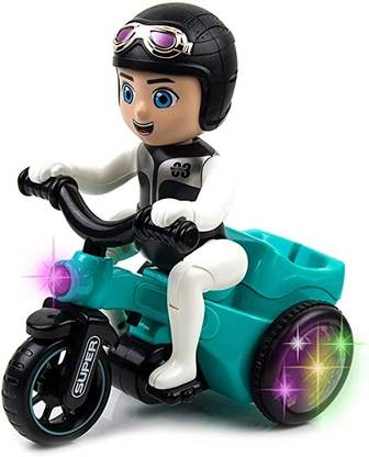 mega shine Stunt Tricycle Toy for Kids, Bump & Go Action Toy with Flashing Lights -11 Tricycle