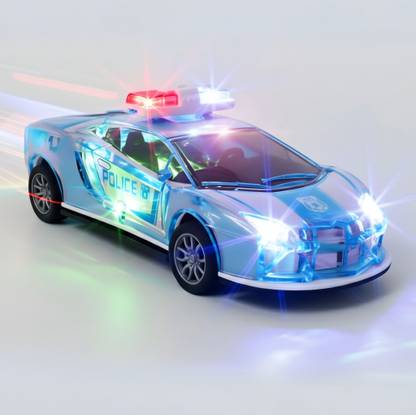 joymax Kids 3D Police Friction Car Toy with Flashing Lights & Music  (Blue)