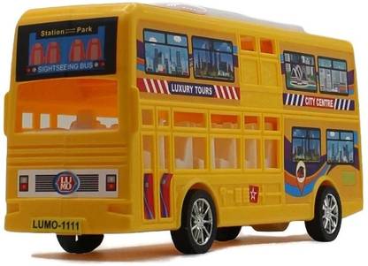 neoinsta shopping Big size friction powered double decker bus toy Yellow color