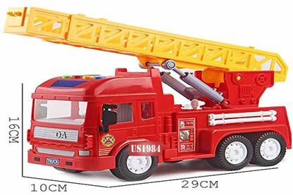 himanshu tex Big Size Friction Powered Realistic Fire Rescue Truck Toy with Light and Musical Fire