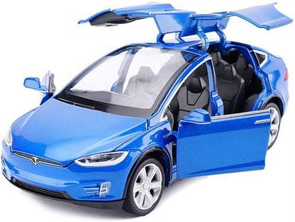 deoxy 1:22 Big Tesla X Model Pull Back Metal Car Toy with Light and Music For Kids
