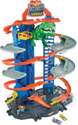 HOT WHEELS Ultimate Garage Playset with 2 Toy Cars & Robo-Dinosaur
