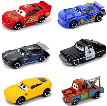 ARNIYAVALA Die-cast Metal Car McQueen 1:64 Small Metal Cars Toys 6 pc car set