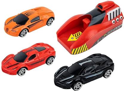 ZUNBELLA Rapid Launcher Play Set Toy with 3 Die Cast Metal Stunt Car Racing Game For Kids