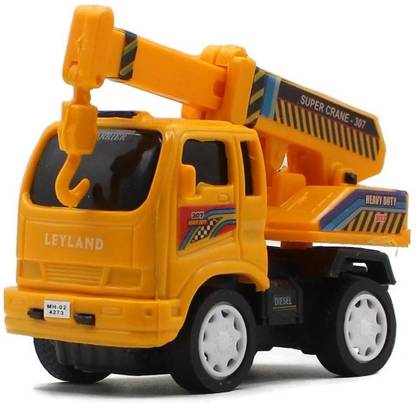 neoinsta shopping Small size pull back crane engine toy yellow color with rubber tire|crane handle