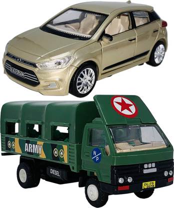 Miniature Mart Set of 2 Combo Pull Back & go Action Farm I 20 + Army Truck Toys For Kids