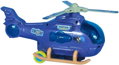 KOKEE TOYS Battery Operated Cartoon Helicopter Toy for Kids with Lights & Music
