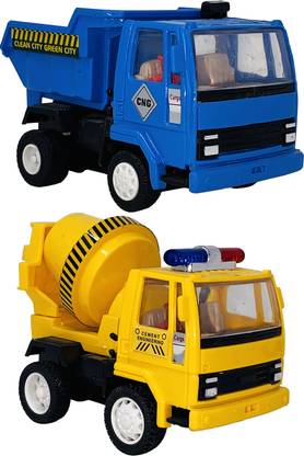 Wishmaster Set of 2 Combo Dumper + Concrete Mixer Toys for Kids