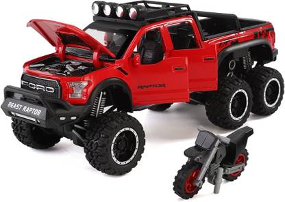 SKBD Diecast Metal 1:24 Model Raptor Toy Car For Kids Open Door Sound Light Pullback