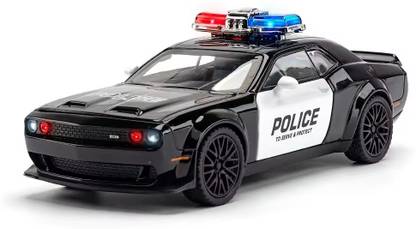 Kexxa 1: 32 Scale Police Dodge Challenger Toy Model Car for Kids Die cast Model Car