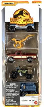 MATCHBOX JURASSIC WORLD DOMINION TRANSPORT TRACKERS PACK OF 5 PIECES DIECAST TOY VEHICLE