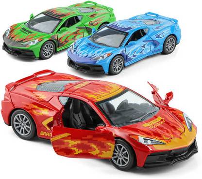 Magicwand 1:36 Scale Die-Cast Corvette C8 Fire with Openable Doors & Pull Back Action