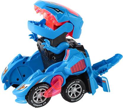 Skstore Transforming Dinosaur LED Car with Music, Automatic Dino Transformers Cars