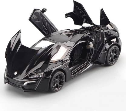 HouseOfCommon 1:32 Scale Die-cast Metal Model Black Lykan Hypersport Sport Pull Back Car Toy