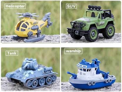 COELON Unbreakable Assemble Army Toy Vehicle Helicopter Country Jeep Ship Military Tank