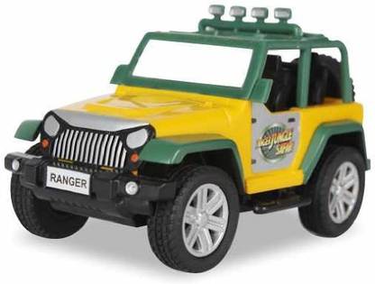 De-Ultimate Multicolor Non Toxic Plastic Pull Back Action Jungle Safari Jeep, Police Toy Car