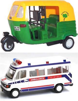 premium toyz Combo of CNG Auto and Ambulance Pullback Toy