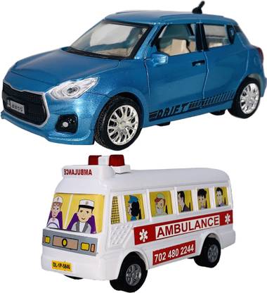 Wishmaster Set of 2 Combo Drift + Mini Ambulance Bus Toys for Kids