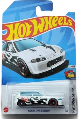 HOT WHEELS Hw Drag Strip 172/250 Die Cast Car 1.64 Scale, White Honda Civic Custom 7/10