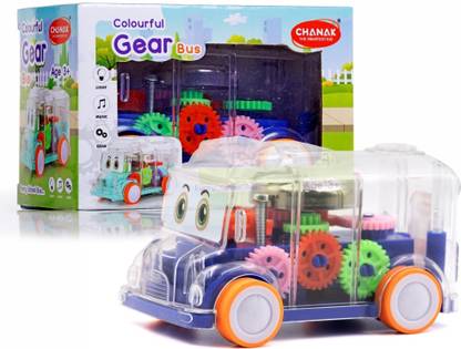 Aditi Toys Transparent Mini School Bus Sound & Light Effects Battery Operated Educational