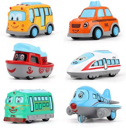 Nexteesh Fun Car Set Pull Push Backward Toy Pack of 6 Full Functions Toys for Kids