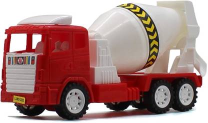 neoinsta shopping Friction Powered cement concrete mixer Plastic jcb Red and White toy for kids