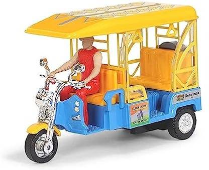 centy E-Autorickshaw Pull Back Action E-Rickshaw with Driver Sitting |Color Assorted |
