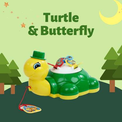 zokato Turtle Butterfly Pull Along Toy for Kids 12 Months & Above Babies BIS CERTIFIED