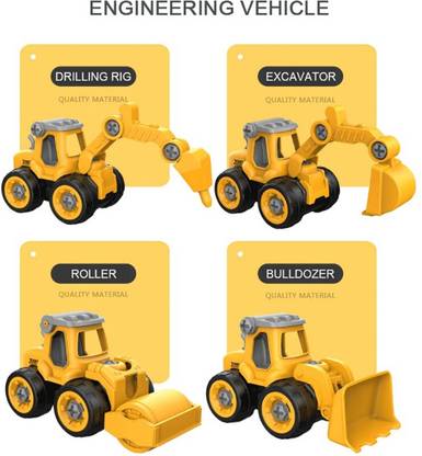 HyzonTech Construction Toys Vehicles Set | 4 PCs DIY Construction Trucks | 4 in 1 JCB Toys