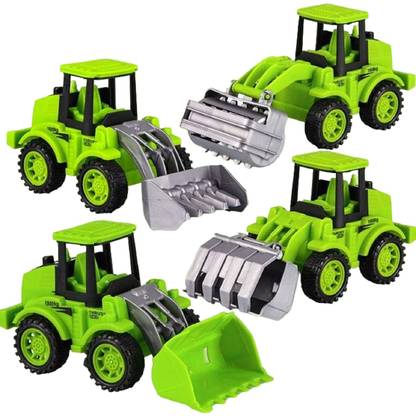 Skstore 4pcs Engineering Vehicle Model Press Sliding Simulation Excavator Bulldozer