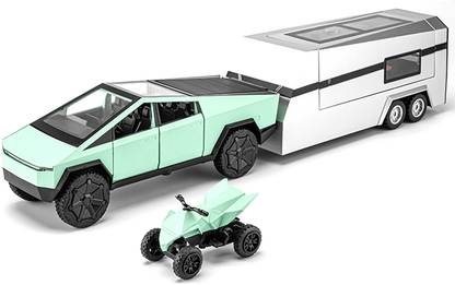 Magicwand 1:32 Scale Die-Cast CyberTruck PickUp Trailer with Openable Doors,Horn,Lights