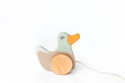 Wood Be Toys Wooden Pull Along Toy Encourage Walking, Build Gross Motor Skills (Duck)