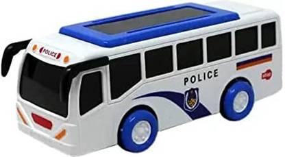 MAAKARNIFAB Friction Powered 3D Police Vehicle Model Bus with LED Light and Siren
