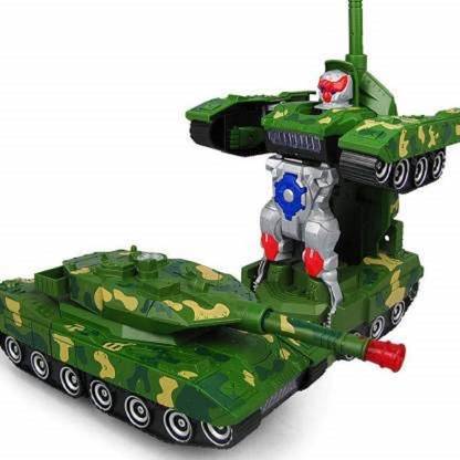 FLYmart Army Tank Military Automatic Robot Convert| PUBG , GI Joe fighter Light & Music