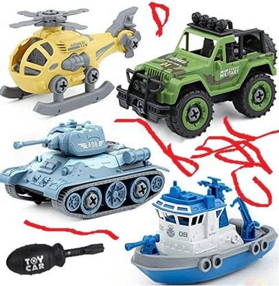 TRENDY ONE Army Foldable Vehicles-PK 4