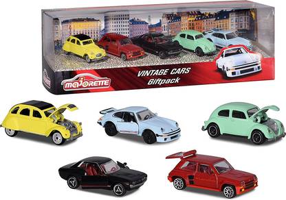 Majorette Vintage Car Colorful Five Historic Toy Cars Die Cast Body with Rolling Wheels