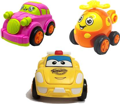 Jo Baby Unbreakable Friction Powered Toy Set of Car, Helicopter & Robot Car For Kids