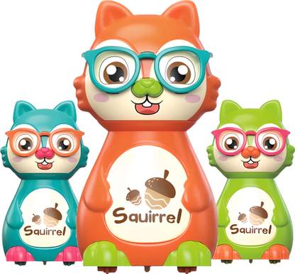 Big Wheel Forest Squirrel Push and Go Play Set Friction Powered Pull Back Colorful Toy Set