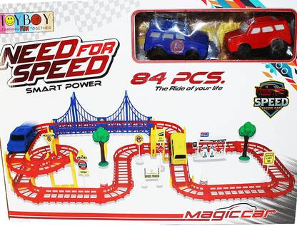 Yedhant 84 Pcs Need for Speed Track Speedway Toy Car Racing Ramp with Rotating .