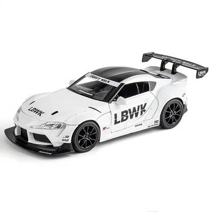 DUWOL 124 Alloy Diecast Metal Supra Model Car Open Door Light Sound Toy Pull Back Car