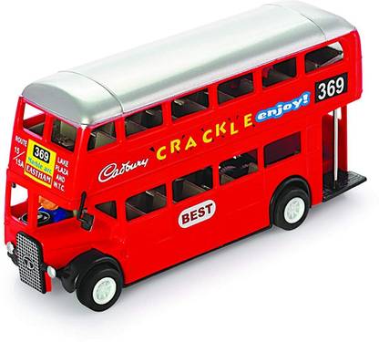 Velocious Pull Back Action Double Decker Bus Toy for Kids Red Color