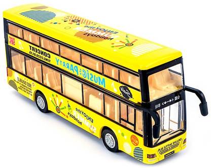 SKBD Diecast Metal Long Double Decker Bus London Bus Toy For Kid Light Sound Pullback