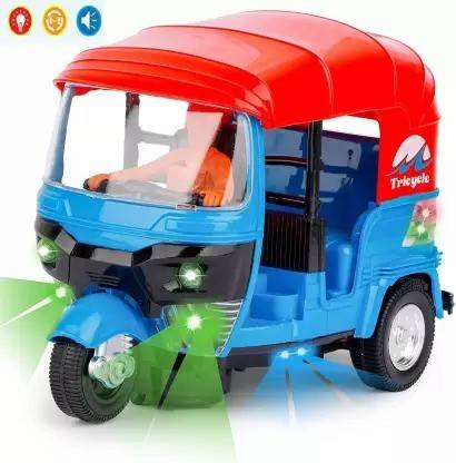 EasyToBuy Auto Rickshaw Toys Tricycle Sound & Light 360 Degree Toys (Multicolor)