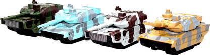WOW toys Die cast Metal Set of Military Tanks with Push Back Action| Pack of 4 Army Tanks