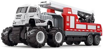 IndusBay Inertia Friction Powered Big Wheels 4 X 4 Fire Brigade Ladder Truck