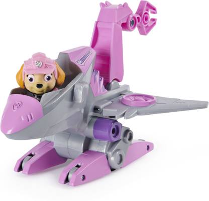 PAW PATROL Dino Rescue Skye's Deluxe Rev Up Toy Vehicle With Collectible Figure for Kids