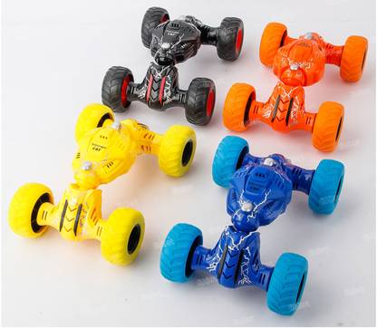 AK10ZONE DTX Telescopic Car Toy Double Sided Pull Stunt Action Car Pack of 4