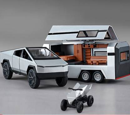 DIANOR 1:32 Tesla Cyber Truck Pick-Up Trailer with 6 Openable Doors Die-Cast pc 1
