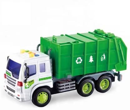 KTRS plastic 1:16 inertial garbage truck friction green city garbage cleaning truck